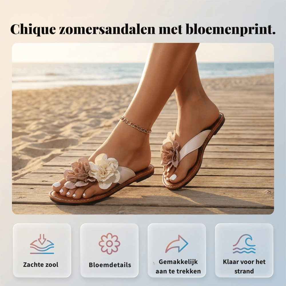 Mia — Lichtgewicht Bloemen Sandalen | 50% KORTING