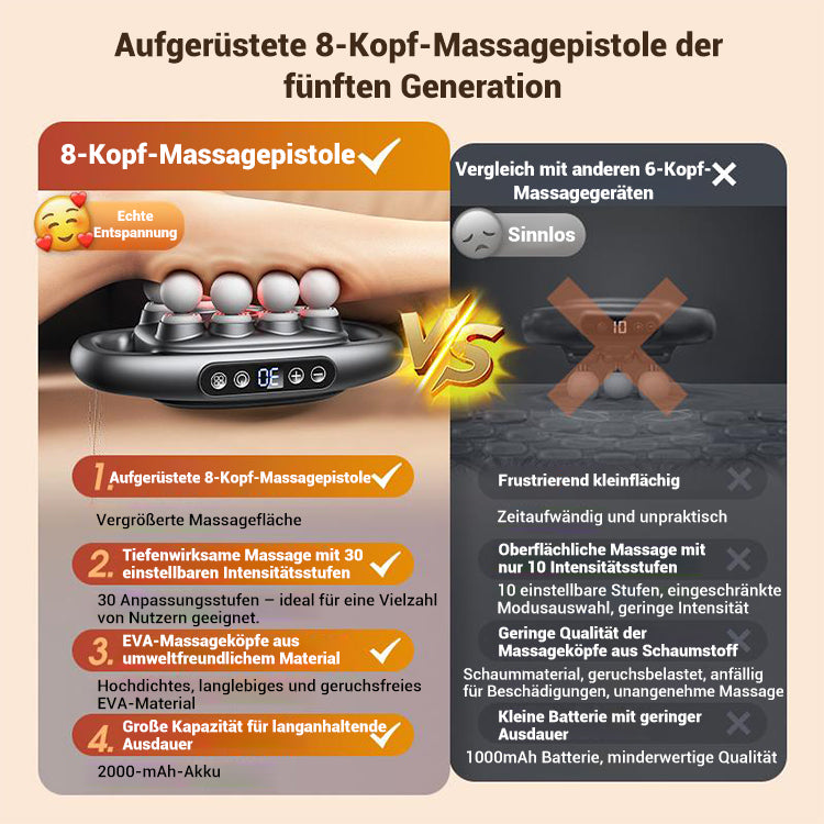 DeepRelief™ 16-Drive massagepistool met 8 opzetstukken