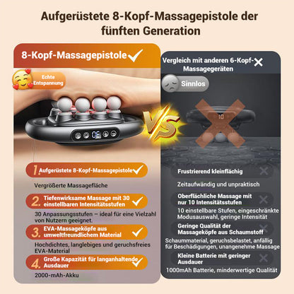 DeepRelief™ 16-Drive massagepistool met 8 opzetstukken