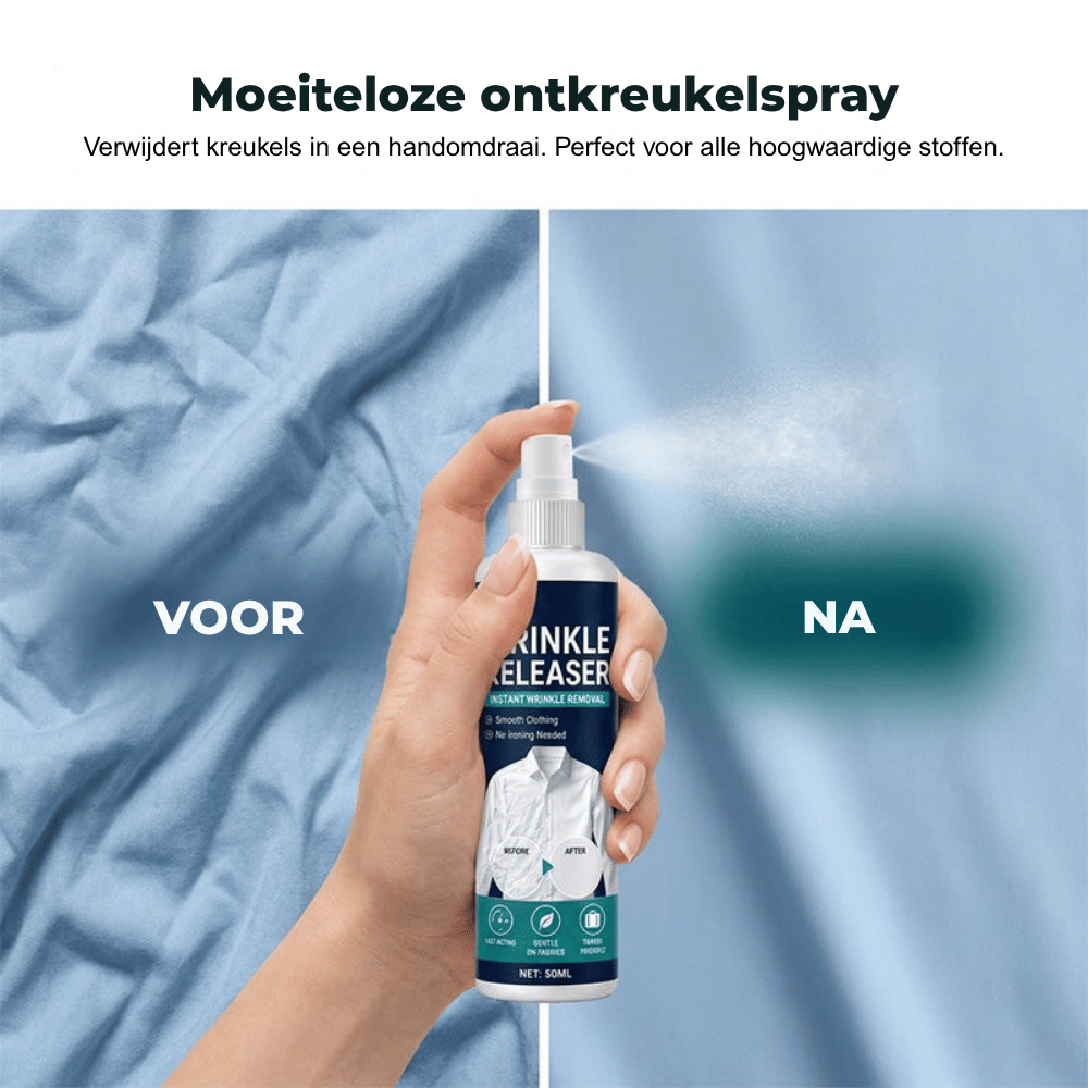 WrinkleAway — Kreukvrij Spray voor Onderweg | 1+1 GRATIS