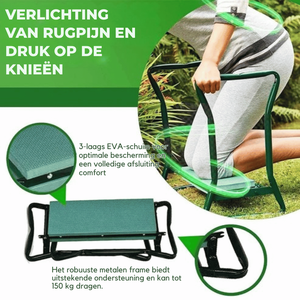 GardenEase — Opvouwbare Tuinkruk & Knielmat | 50% KORTING