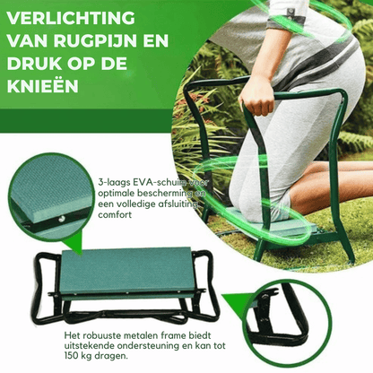 GardenEase — Opvouwbare Tuinkruk & Knielmat | 50% KORTING