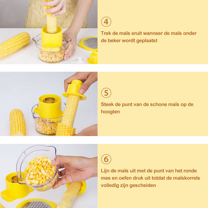 Cob Corn Stripper met ingebouwde maatbeker en rasp