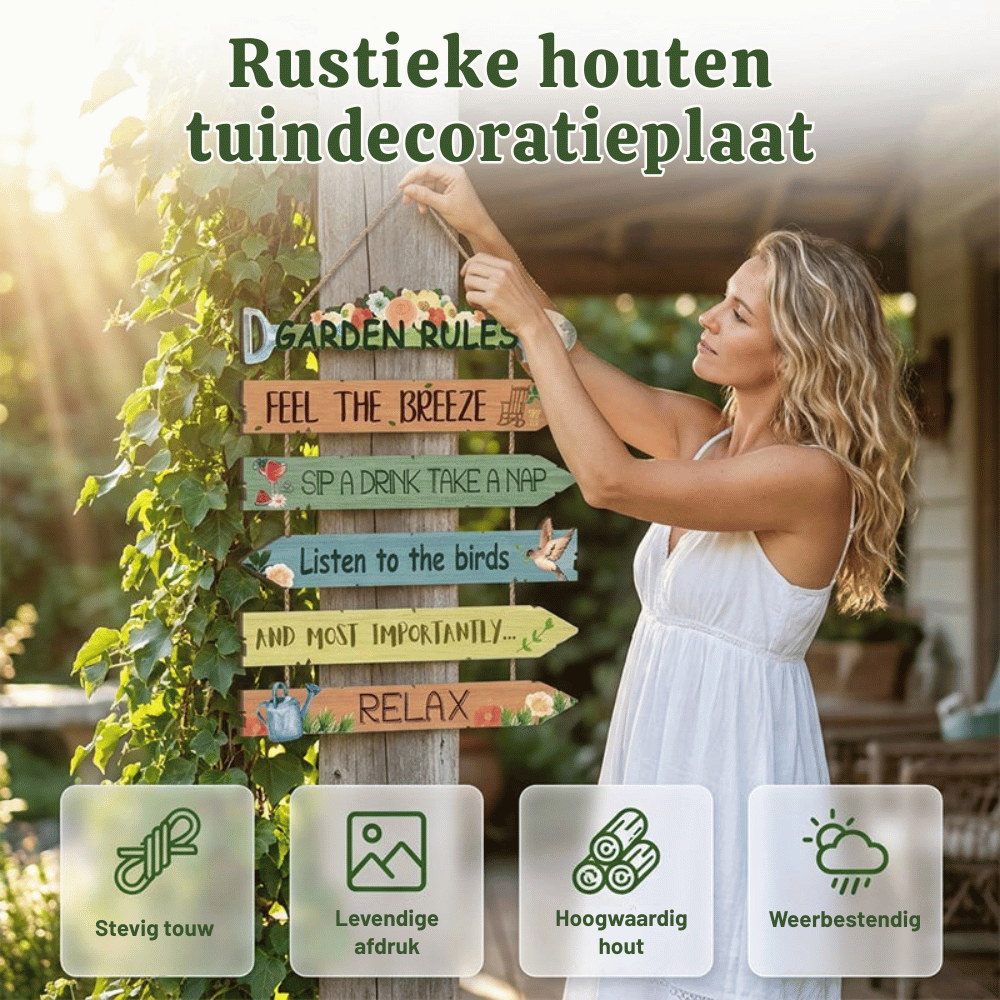 VerduraVibe — Rustiek Houten Tuinteken | 1+1 GRATIS
