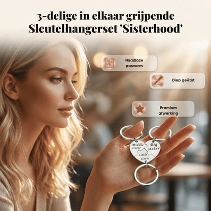 SisterBond — Gegraveerde Sleutelhanger Set Zussen | 1+1 GRATIS