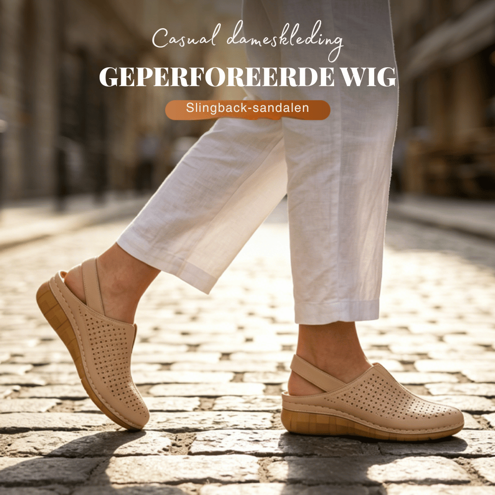 Ava — Geperforeerde Sleehak-Sandalen met Hielbandje | 50% KORTING