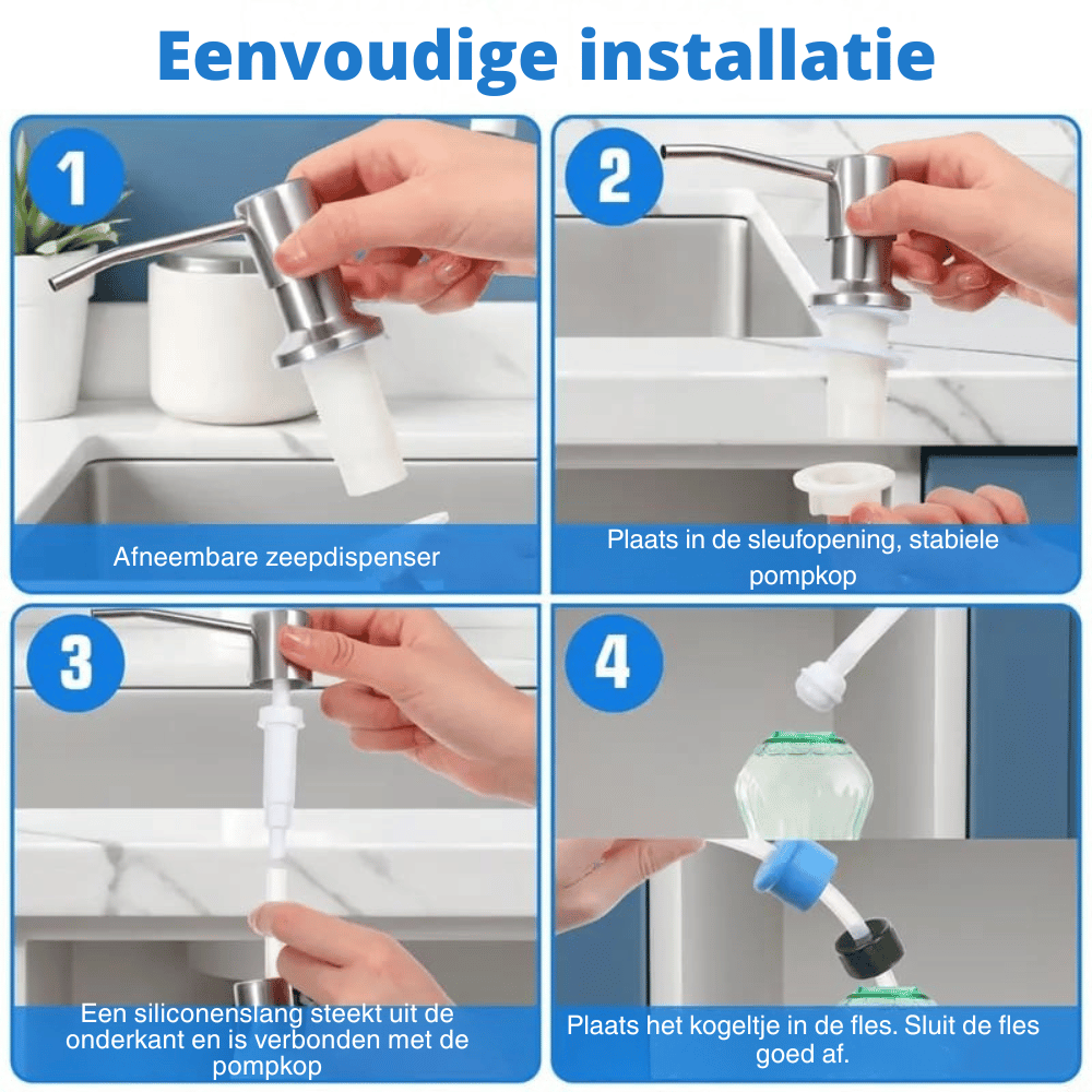 SoapEase — Elegante Keukenzeepdispenser | 50% KORTING