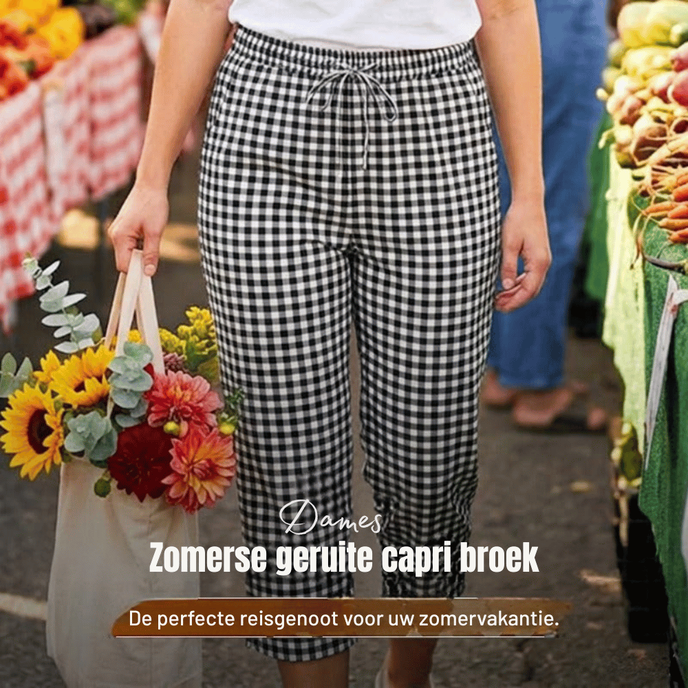 Emma — Geruite Katoenen Capribroek | 50% KORTING