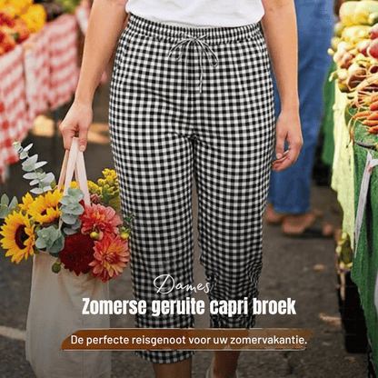 Emma — Geruite Katoenen Capribroek | 50% KORTING