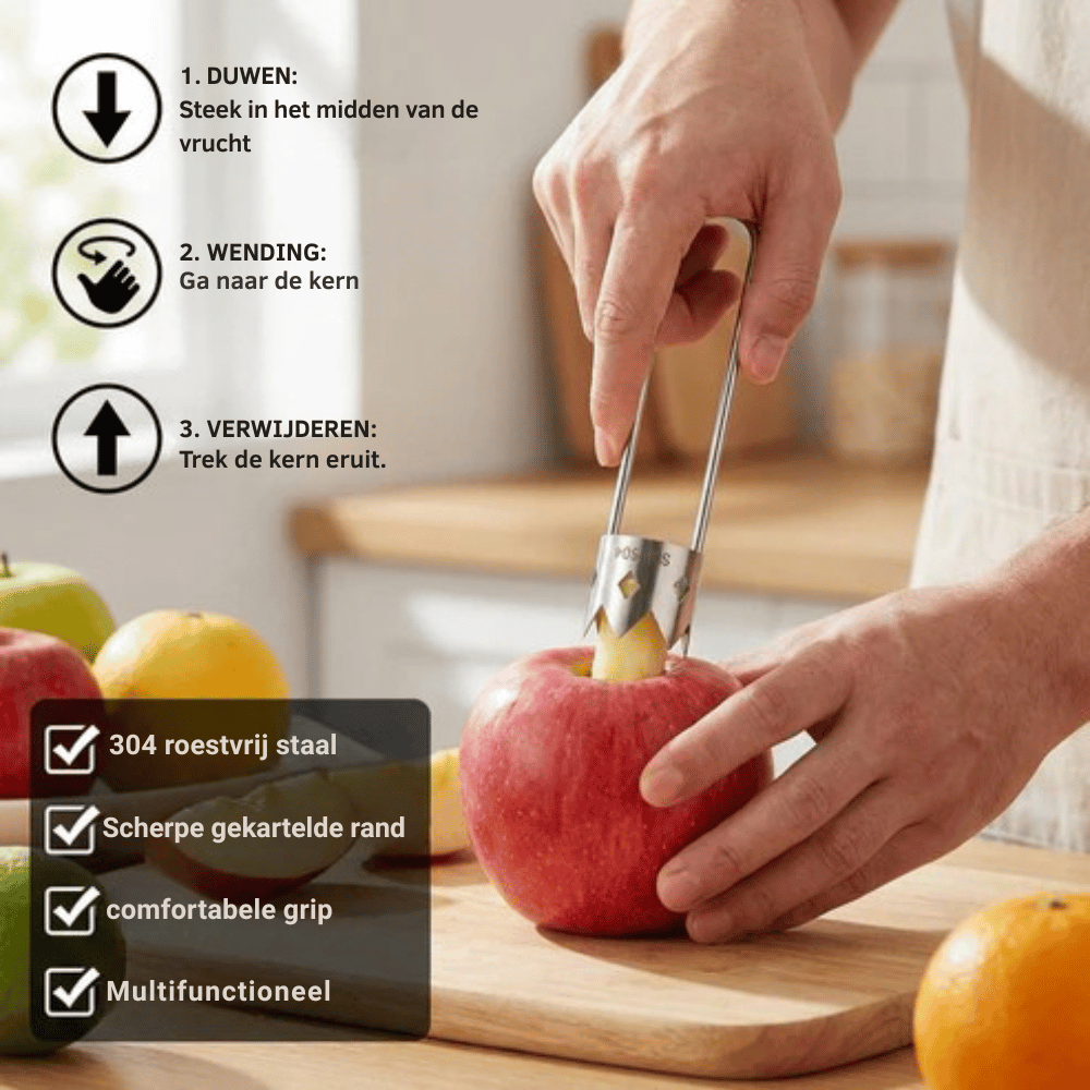 RVS CoreMaster — Moeiteloze Kernverwijderaar | 1+1 GRATIS