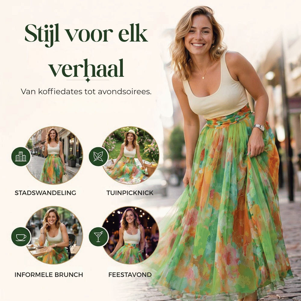 Sofia — Bloemenrok met Klokvorm | 50% KORTING
