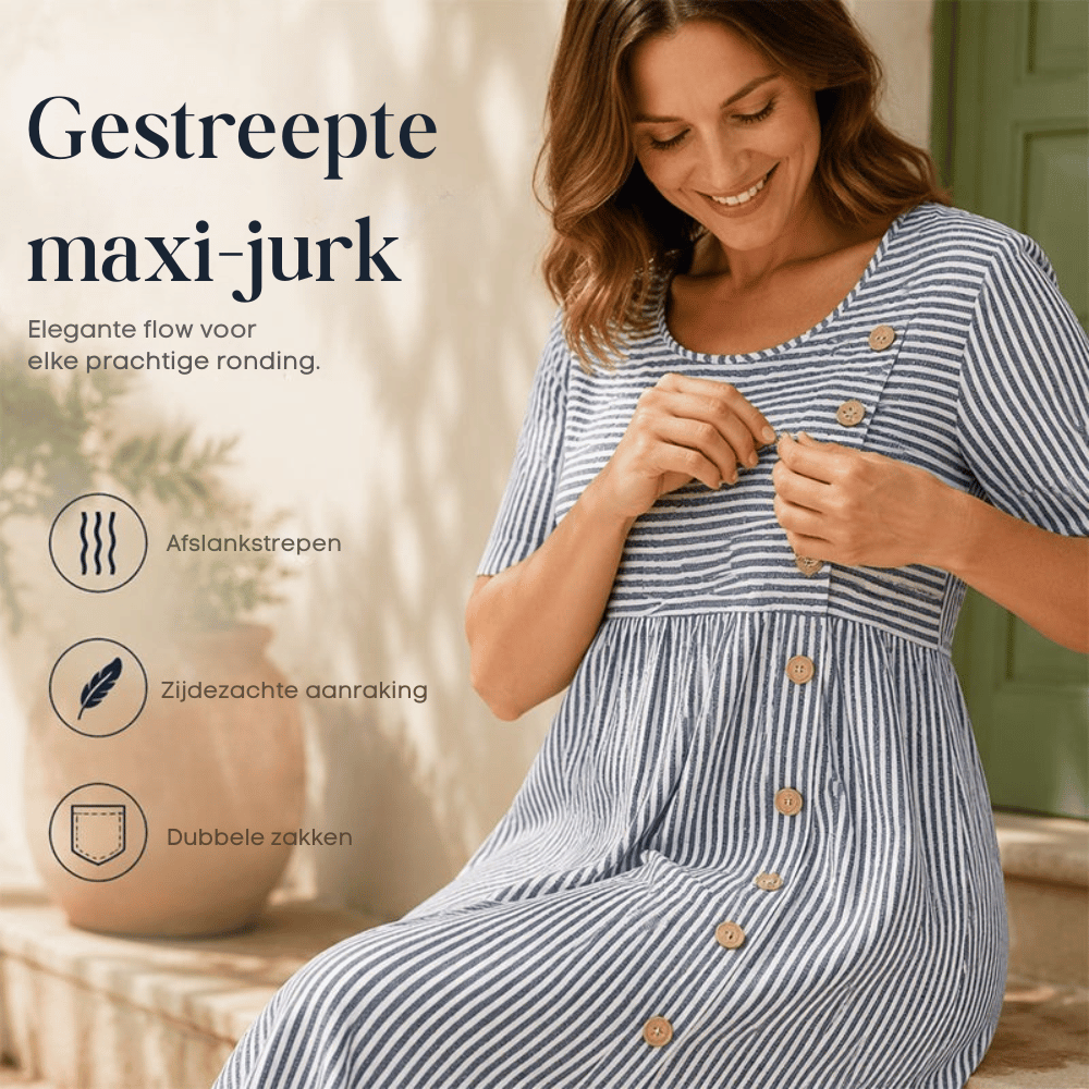 Evie — Gestreepte Maxi Jurk | 50% KORTING