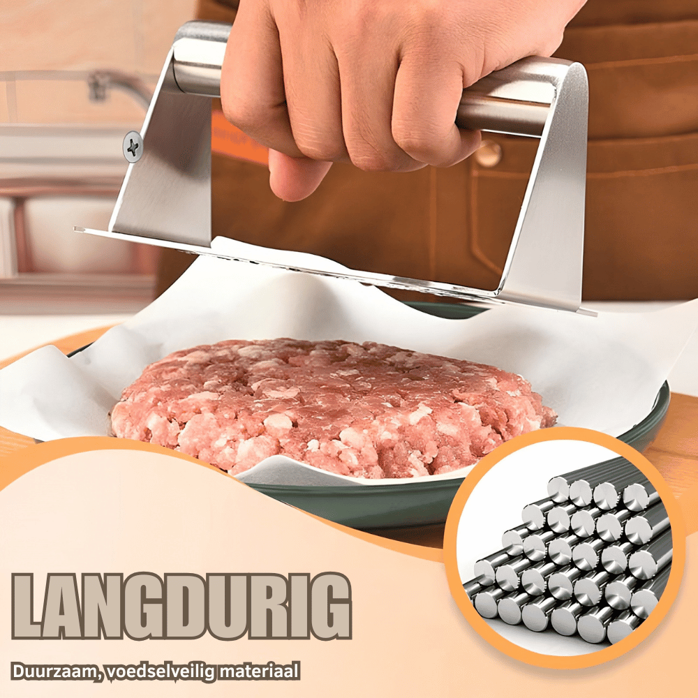 BurgerPress — Roestvrijstalen Vleespers | 1+1 GRATIS