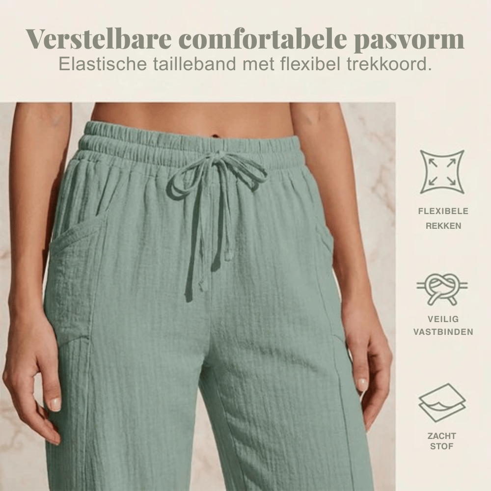 Ava — Lichtgewicht Linnen-Katoenen Broek | 50% KORTING