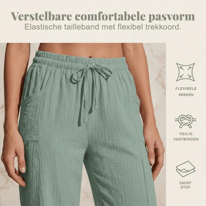 Ava — Lichtgewicht Linnen-Katoenen Broek | 50% KORTING