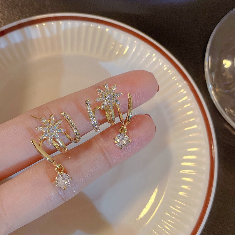 Aurora — Multi-Rij Sprankelende Oorbellen Set | 10 euro KORTING