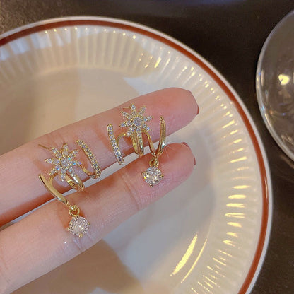 Aurora — Multi-Rij Sprankelende Oorbellen Set | 10 euro KORTING