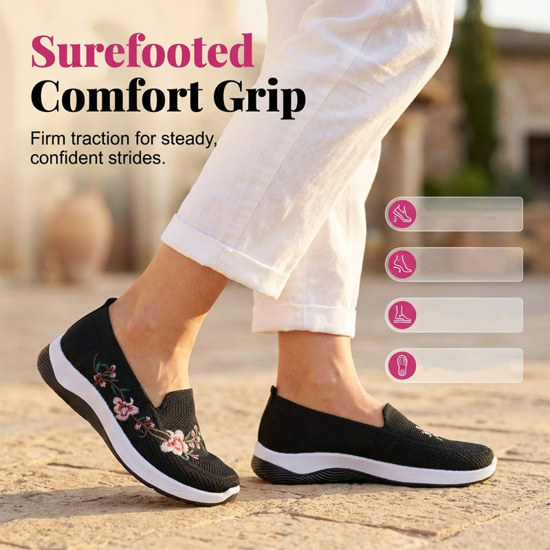 Grace – Dames Ademende Bloemen Mesh Schoenen met Gevoerde Zool