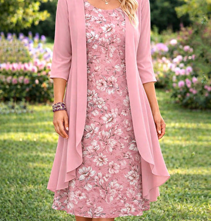 Olivia – Dames Tweedelige Set van Chiffon met Cardigan