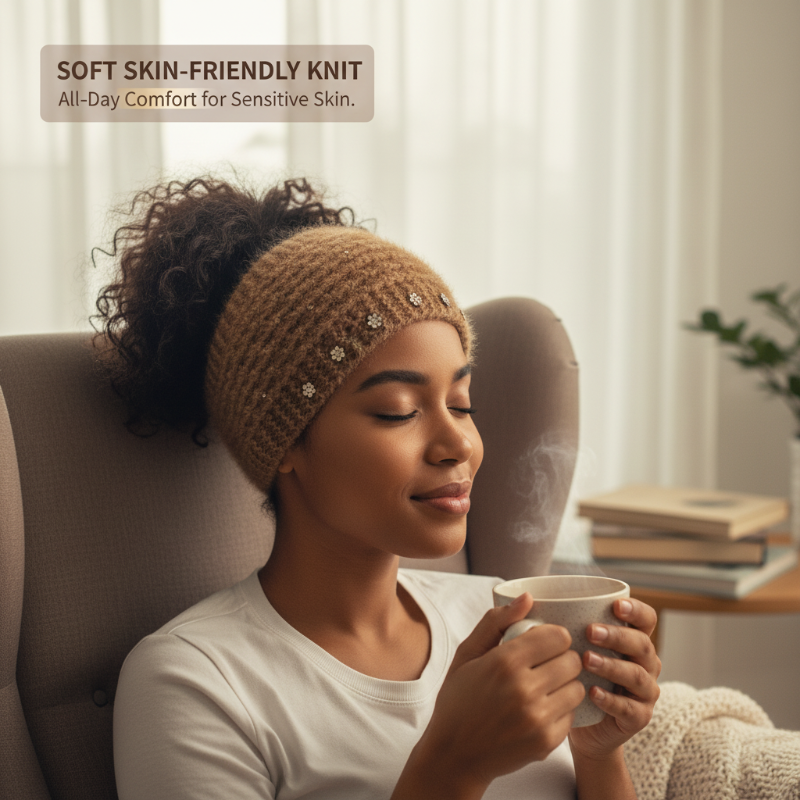 Grace – Gezellig gebreide hoofdband met bloemmotief en open bovenkant ontwerp