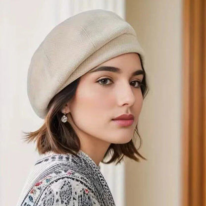 Marie — Zachte Baret met Dambordrand | 50% KORTING