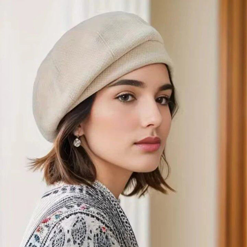 Marie — Zachte Baret met Dambordrand | 50% KORTING