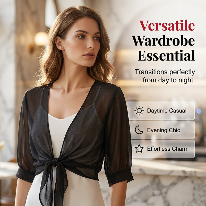 Brielle – Transparante chiffon top met strik voor de zomer