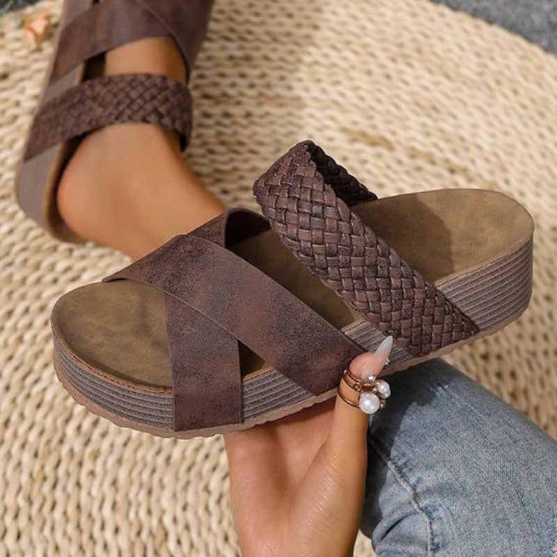 Heidi – Dames Sandalen met Lage Sleehak van PU voor Comfort de Hele Dag