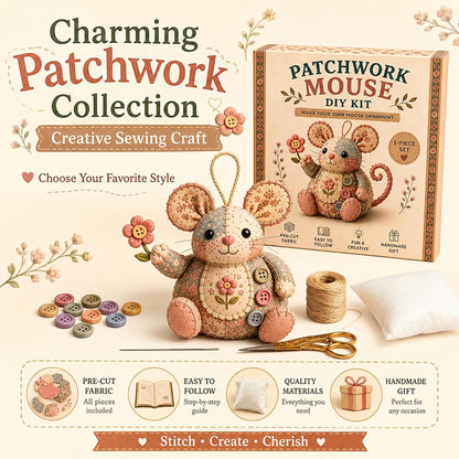 Charmante Vintage Pluche Muis — Handgemaakte Stille Vreugde
