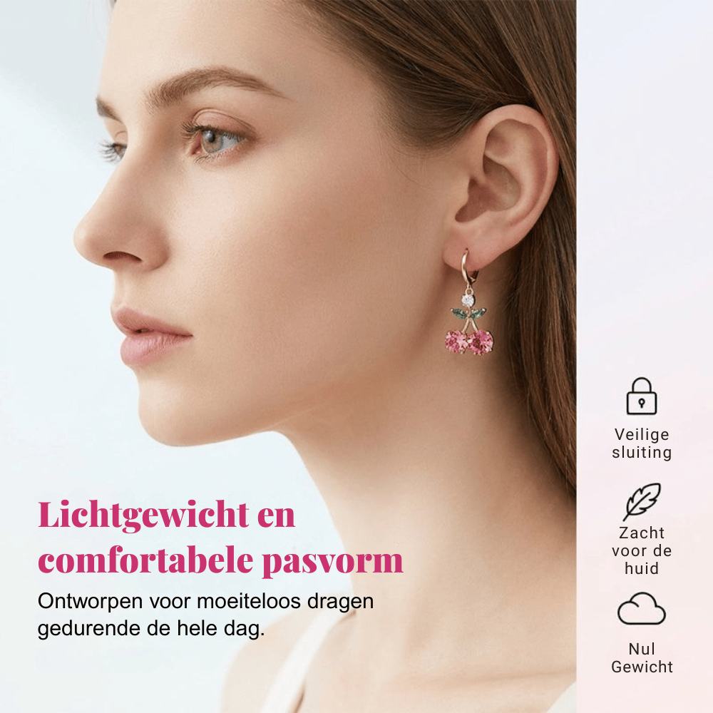 Rosalie — Kristal Cherry Oorbellen | 50% KORTING