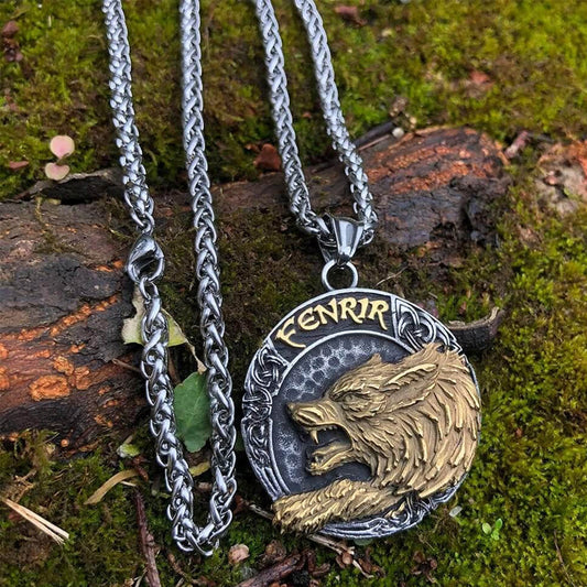 Roestvrijstalen Viking Wolf Fenrir-ketting