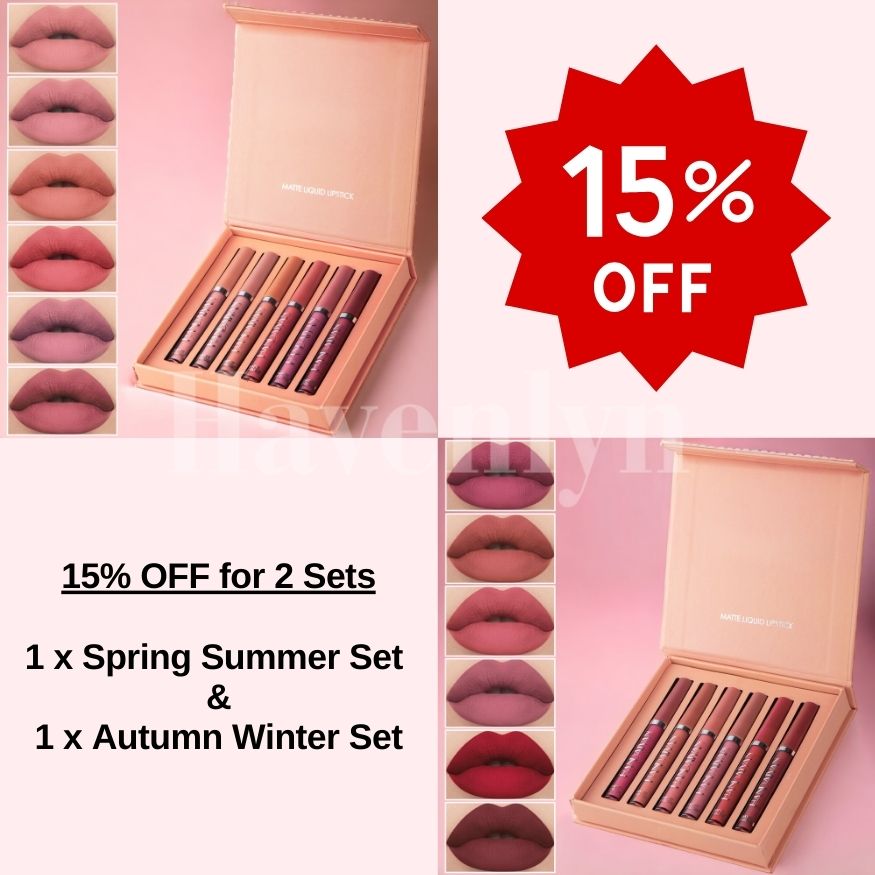 Havenlyn™ | Everlasting Vloeibare Lipstick Mat (Set van 6 stuks)