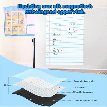 MagnaLine Pro — Magnetisch Gelijnd Whiteboardvel | 50% KORTING