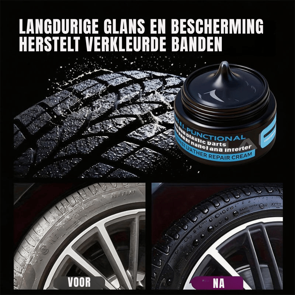 RadianceRevive — Kunststof & Banden Verzorgingscrème met Spons | 1+2 GRATIS