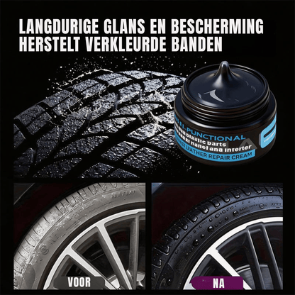 RadianceRevive — Kunststof & Banden Verzorgingscrème met Spons | 1+2 GRATIS