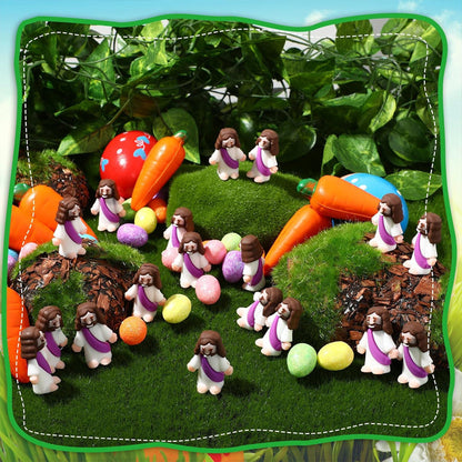 24 mini Jezusfiguurtjes voor paasdecoratie