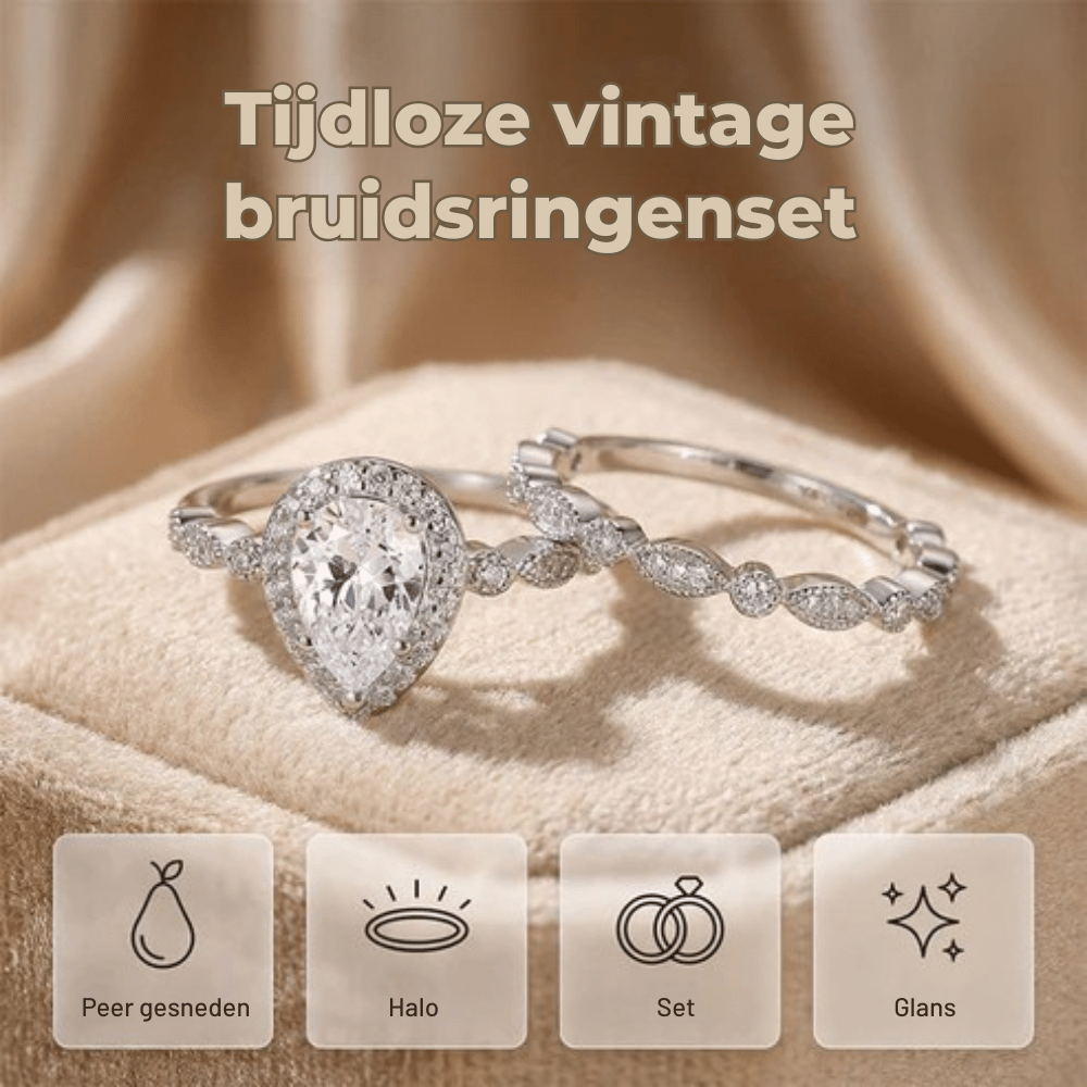 Claire — Vintage Zirkoon Tweedelige Ringenset | 50% KORTING