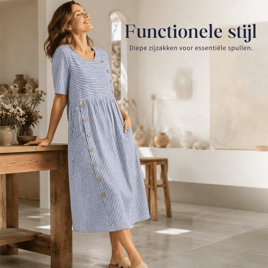 Evie — Gestreepte Maxi Jurk | 50% KORTING