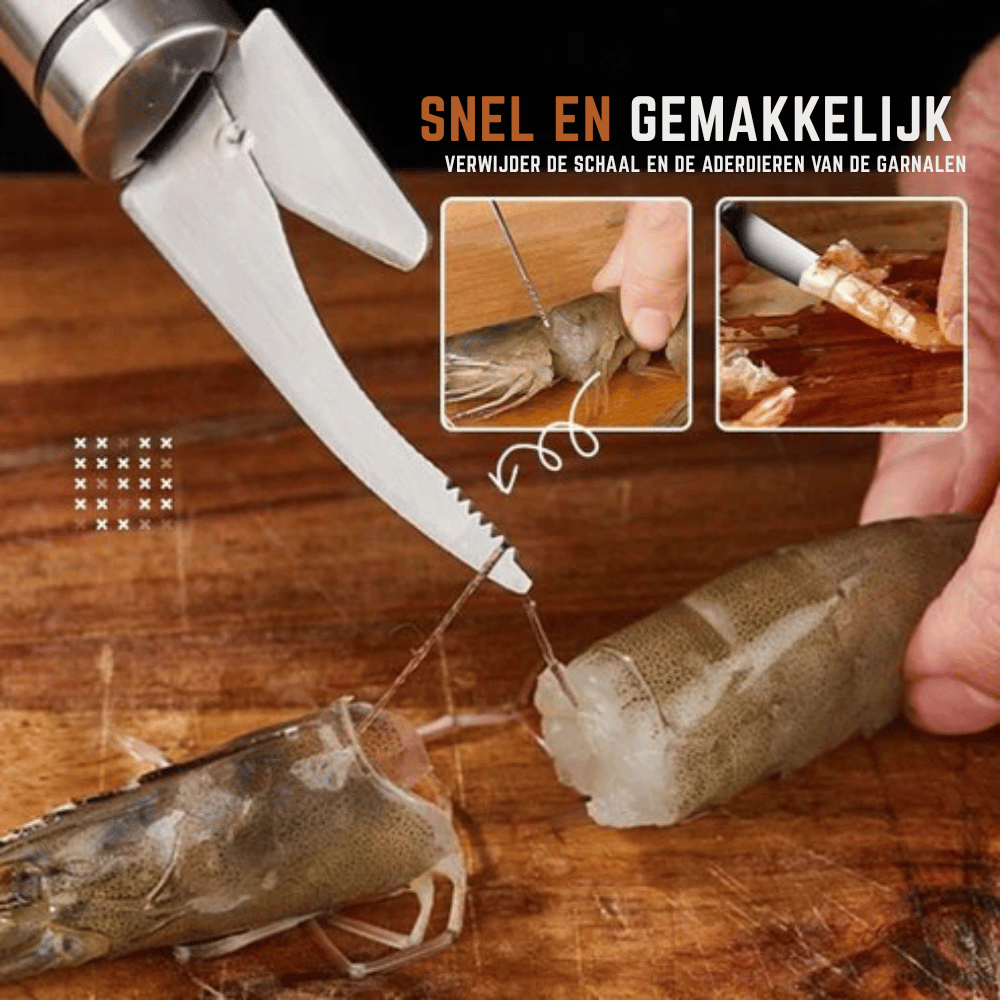 ShrimpPro — Roestvrij Garnalen Pel & Ontdarmmes Set van 5 stuks | 50% KORTING