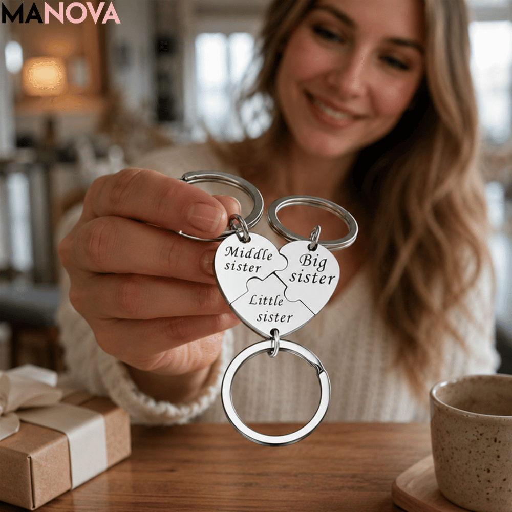 SisterBond — Gegraveerde Sleutelhanger Set Zussen | 1+1 GRATIS