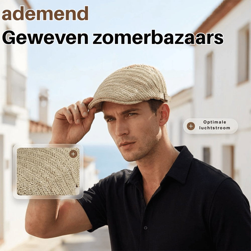 Oliver — Ademende Zomerpet met Zonbescherming Verstelbaar 55–60 cm | 50% KORTING