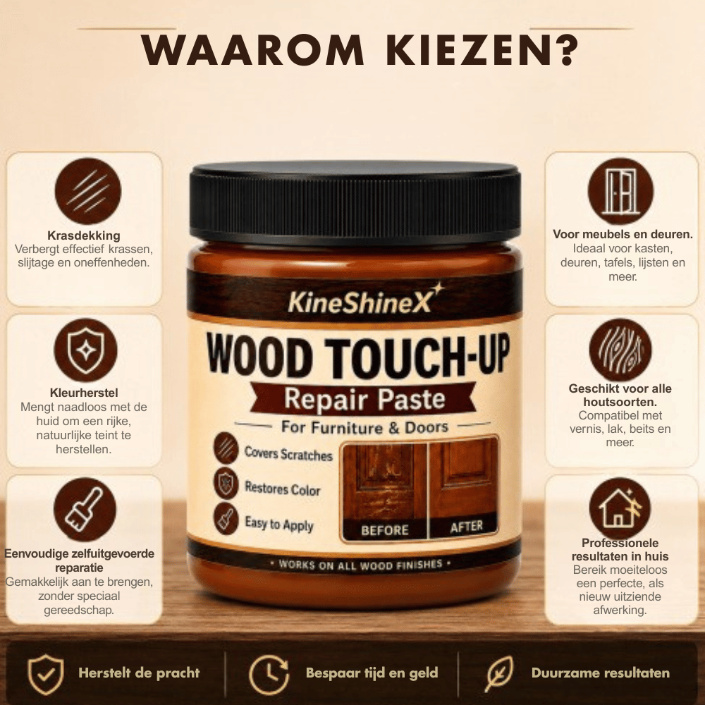 WoodTouch — Hout Reparatiecrème Bruin | 1+1 GRATIS