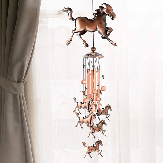 Retro windgong met paard in brons