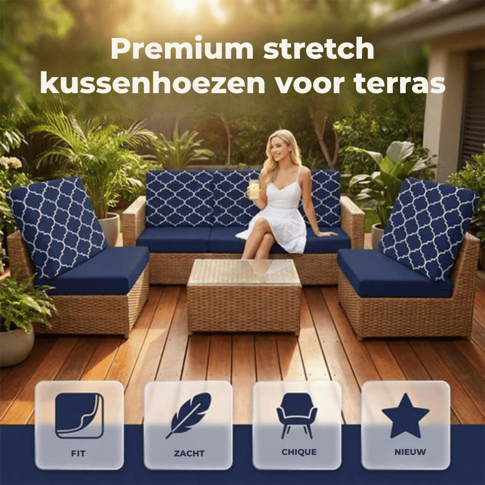 LuxeFit — Spatbestendige Terraskussenhoezen | 50% KORTING