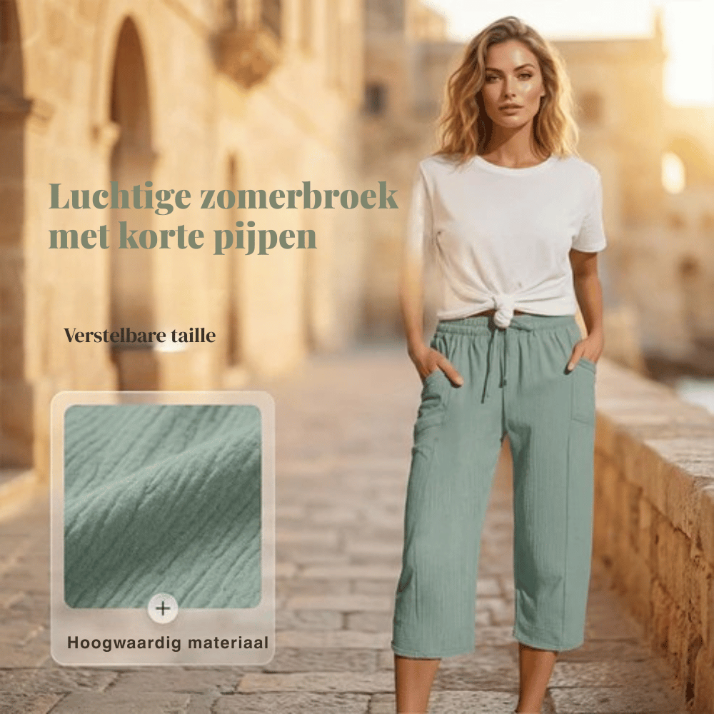 Ava — Lichtgewicht Linnen-Katoenen Broek | 50% KORTING