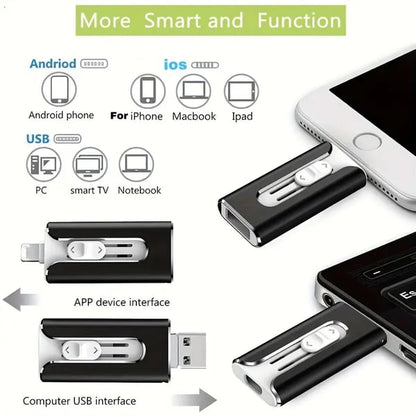 32~256 GB Micro USB + 8-pins + USB 3.0 4-in-1 handige computer-U-schijf | 50% KORTING