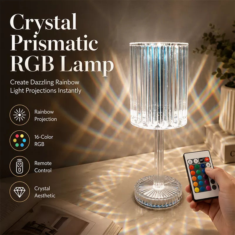 LumaLuxe Crystal Touch Lamp — Directe Warmte, Tijdloze Gloed
