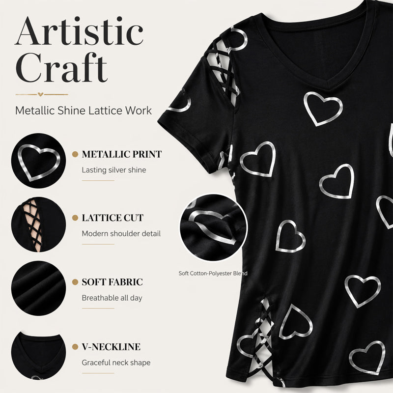 Mia – Dames ademend T-shirt met veterdetails aan de zijkanten