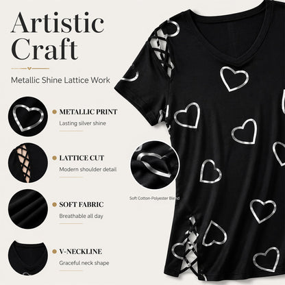 Mia – Dames ademend T-shirt met veterdetails aan de zijkanten