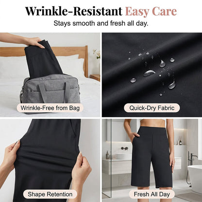 Nina — Dames High Waist Stretch Shorts met Diepe Zakjes